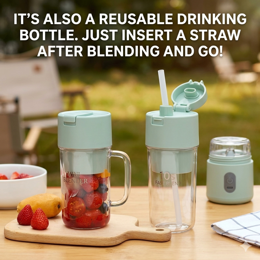 Mug Shaped Portable blender With Straw