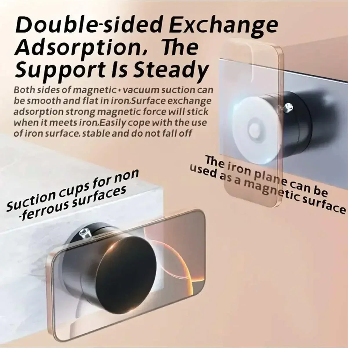 “Magnetic Phone Holder with Vacuum Grip Full 360° Control.”